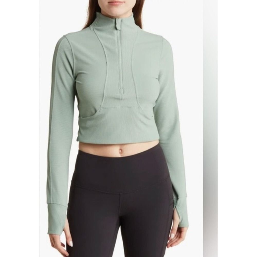 90 Degree by Reflex Vortex Rib Academy Half Zip Jacket Women's XL Olive Green